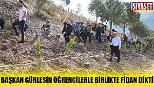 Başkan Gürlesin öğrencilerle birlikte fidan dikti