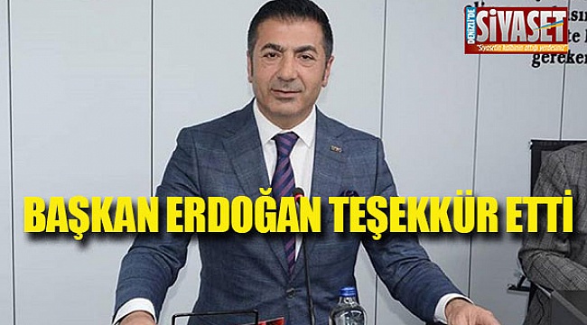 Başkan Erdoğan teşekkür etti