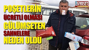 Poşetler ücretli olunca vatandaşlar ürünleri kucaklarında taşıdı
