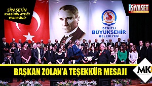 Başkan Zolan'a teşekkür mesajı