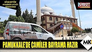 Pamukkale'de camiler bayrama hazır