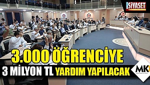 3.000 öğrenciye 3 milyon TL yardım yapılacak