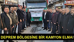 Deprem bölgesine bir kamyon elma