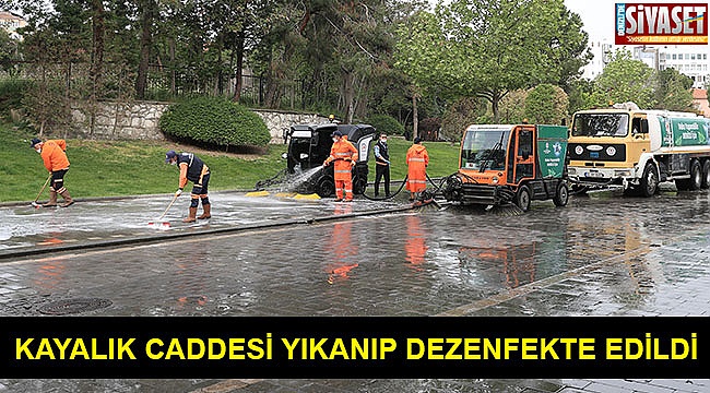 Kayalık Caddesi yıkanıp dezenfekte edildi
