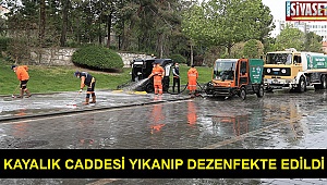 Kayalık Caddesi yıkanıp dezenfekte edildi