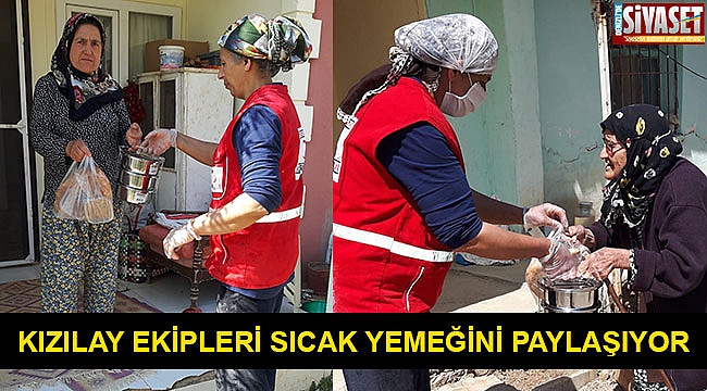 Kızılay ekipleri sıcak yemeğini paylaşıyor