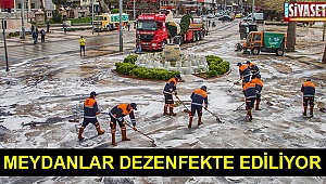 Meydanlar dezenfekte ediliyor