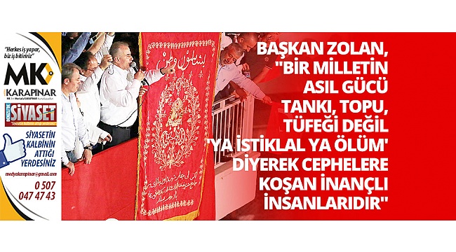 Başkan Osman Zolan'dan 15 Temmuz mesajı