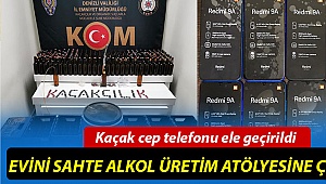 Evini sahte alkol üretim atölyesine çevird,