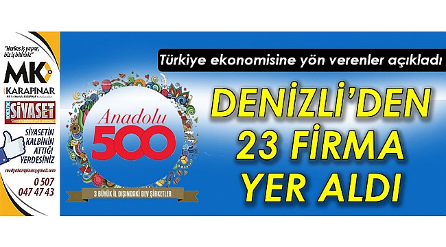 Türkiye ekonomisine Denizli'den 23 firma yön veriyor
