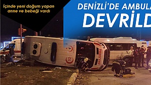 Yeni doğum yapan anne ve bebeğini taşıyan ambulans devrildi