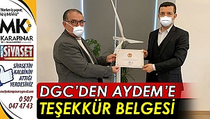 DGC’den AYDEM Yenilenebilir Enerji'ye teşekkür belgesi