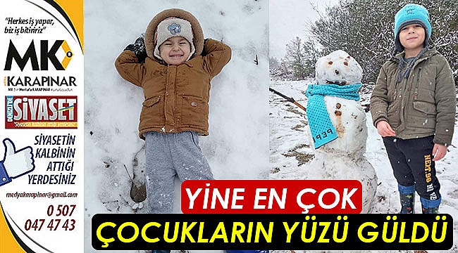 Kar yağışı, çocukları mutlu etti