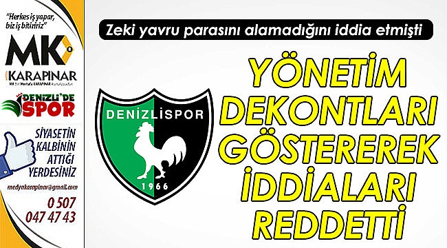 Yukatel Denizlispor’dan Zeki Yavru’ya Yalanlama