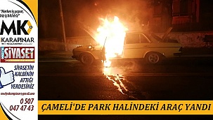 Çameli'de park halindeki araç alev alev yandı