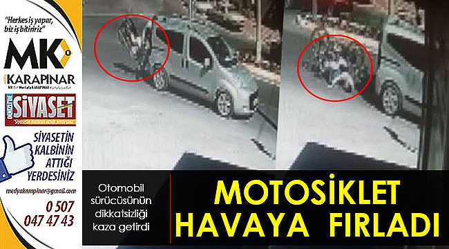 Motosiklet metrelerce havaya fırladı
