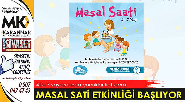 Çocuklar için masal saati etkinliği başlıyor