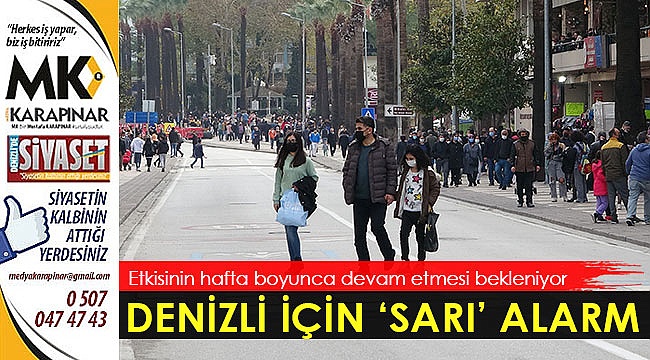 Denizli için 'sarı' alarm