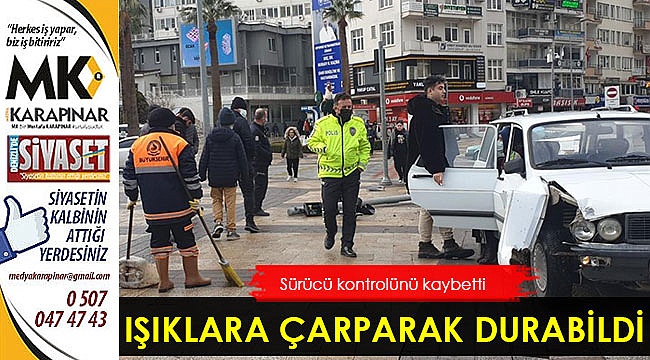 Sürücü ışıklara çarparak durabildi