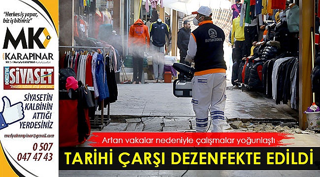 Tarihi çarşı dezenfekte edildi