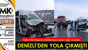Denizli'den yola çıkan minibüs kaza yaptı