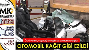 Otomobil kağıt gibi ezildi