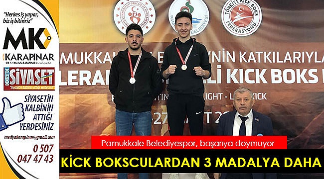 Pamukkale Belediyesporlu kıck boksculardan 3 madalya daha