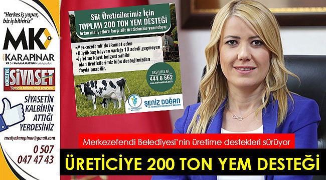 Süt üreticilerine 200 ton yem desteği