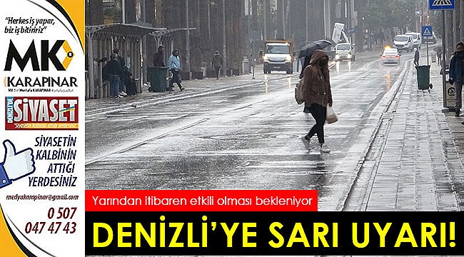 Denizli'ye sarı uyarı
