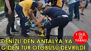 Denizli'den Antalya'ya giden tur midibüsü devrildi: 1 ölü, 22 yaralı