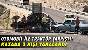 Otomobil ile traktör çarpıştı: 2 yaralı