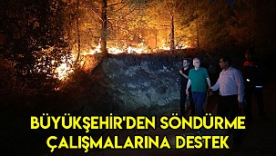 Büyükşehir'den söndürme çalışmalarına destek