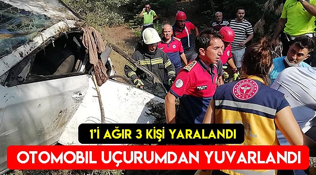 Otomobil uçurumdan yuvarlandı
