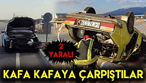 Kavşakta otomobille çarpışan araç takla attı: 2 yaralı
