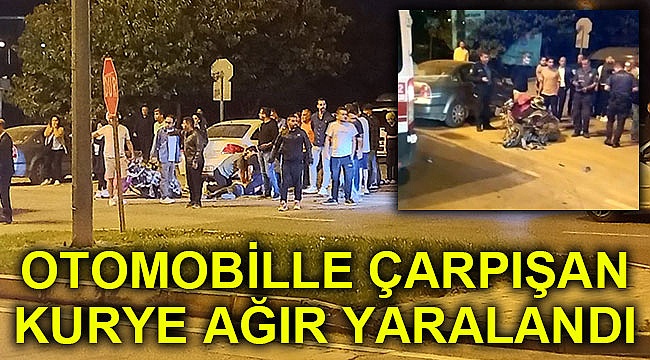 Otomobille çarpışan kurye ağır yaralandı