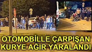 Otomobille çarpışan kurye ağır yaralandı