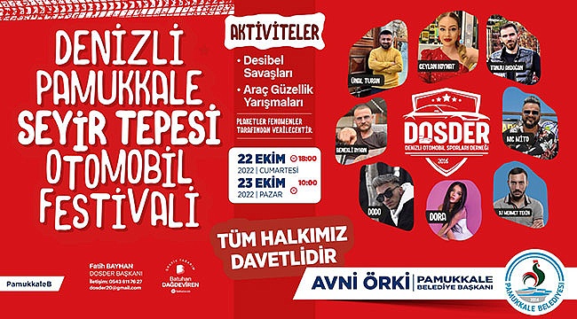 Pamukkale Seyir Tepesi Otomobil Festivali 2 gün sürecek
