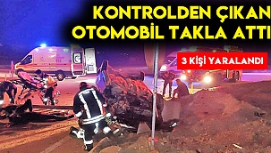 Kontrolden çıkan otomobil kavşakta takla attı: 3 yaralı