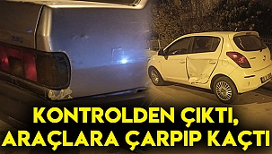 Kontrolden çıktı, araçlara çarpıp kaçtı