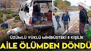 Üzüm yüklü minibüsteki aile ölümden döndü; 8 yaralı