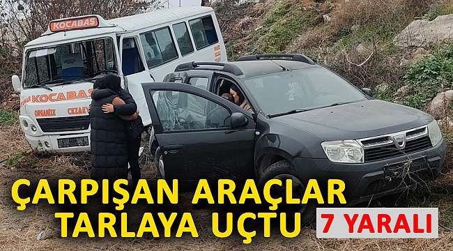 Çarpışan Araçlar Tarlaya Uçtu: 7 Yaralı