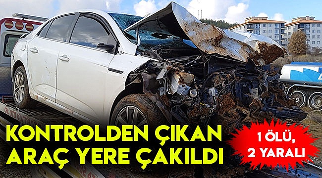 Kontrolden çıkan araç yere çakıldı: 1 ölü, 2 yaralı