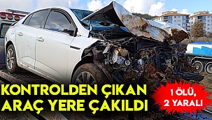 Kontrolden çıkan araç yere çakıldı: 1 ölü, 2 yaralı