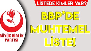 BBP'DE MUHTEMEL LİSTE!