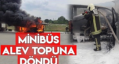 Minibüs alev topuna döndü