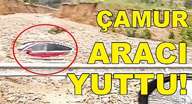 Çamur aracı yuttu