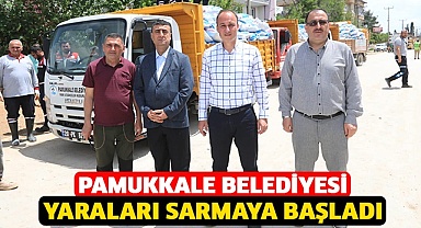 Pamukkale Belediyesi yaraları sarmaya başladı