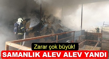 Samanlık alev alev yandı