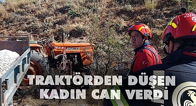 Traktörden düşen kadın can verdi