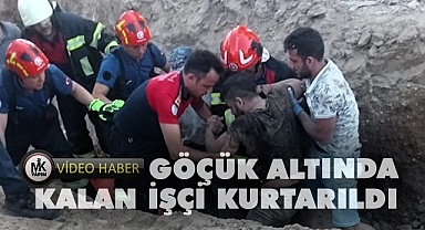 Göçük altında kalan işçi hastaneye kaldırıldı